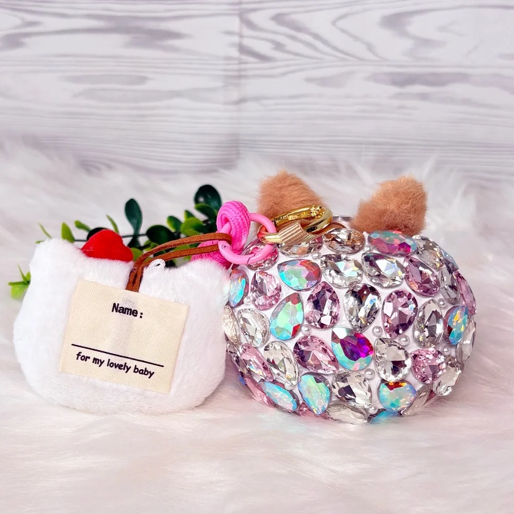 Sparkling Crystal Plush Monster Character Keychain/Bag Charm‎